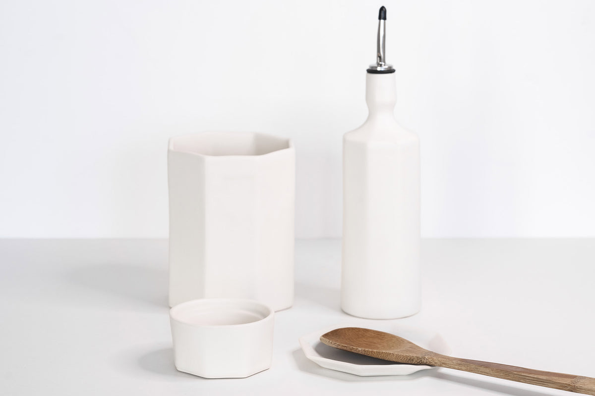 Porcelain Ceramic Utensil Crock Holder - The Bright Angle