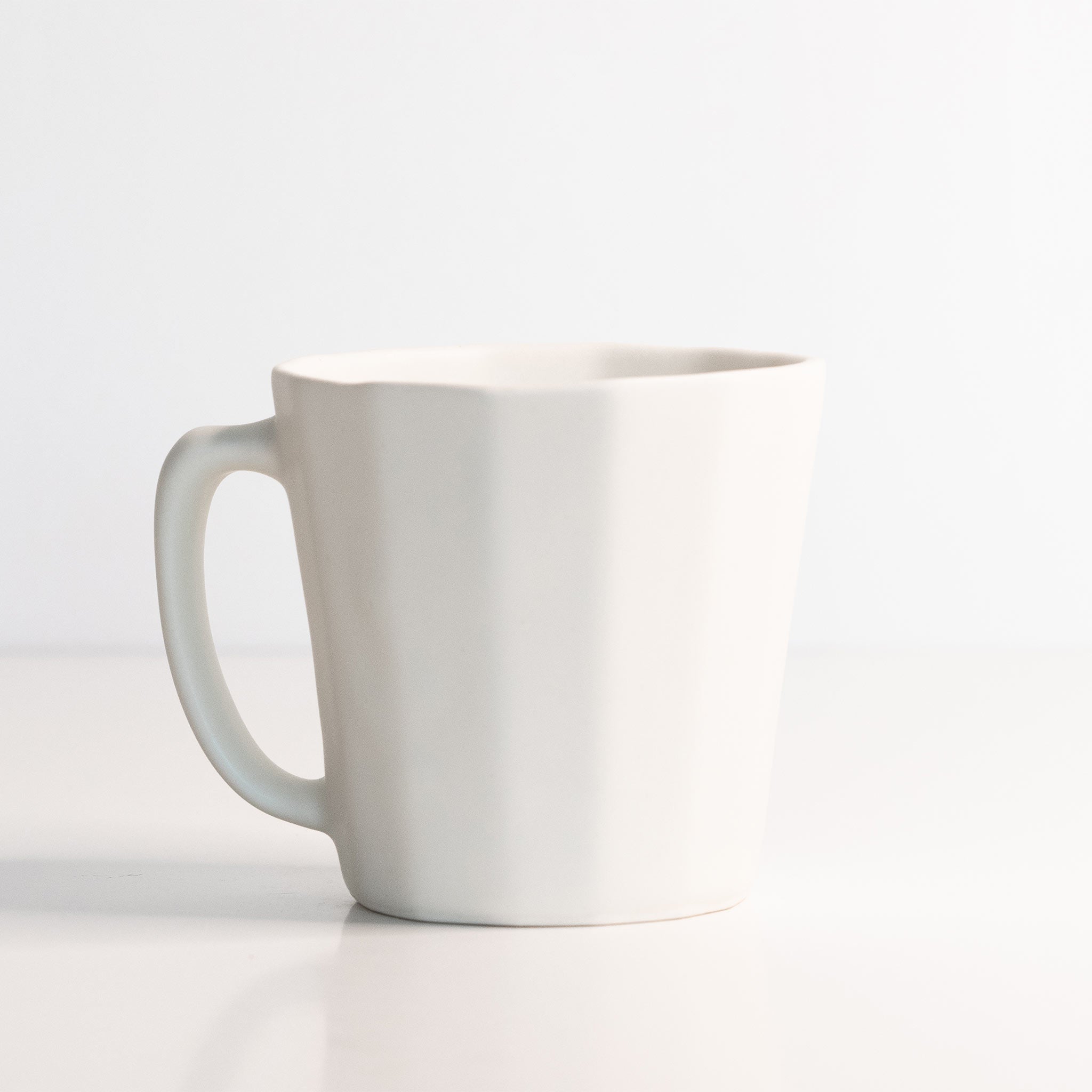 Monday Mug - Handmade Porcelain Coffee Cup Silk White The Bright Angle