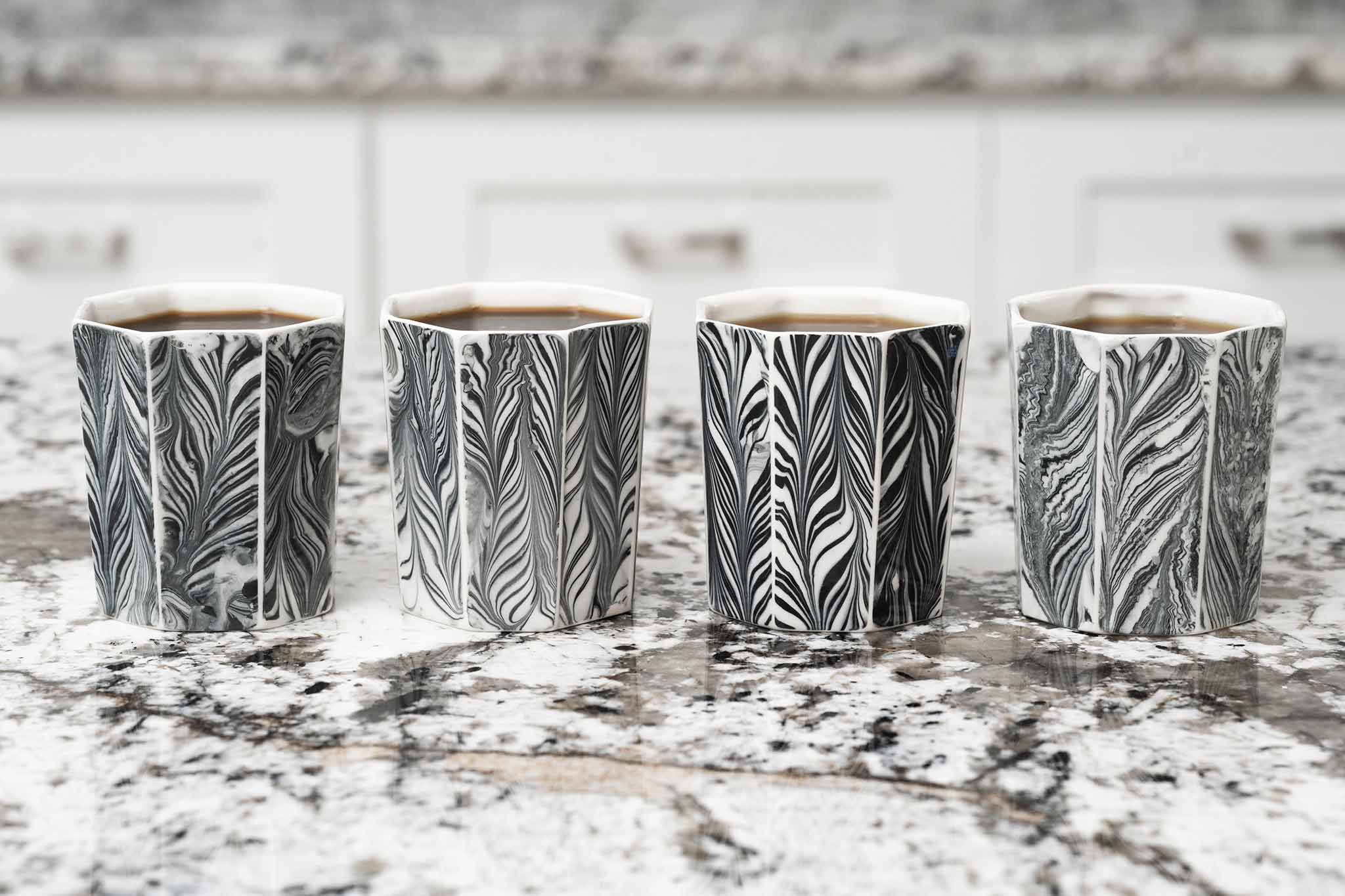 Limited Edition - Marbled Porcelain Low Ball Tumblers The Bright Angle