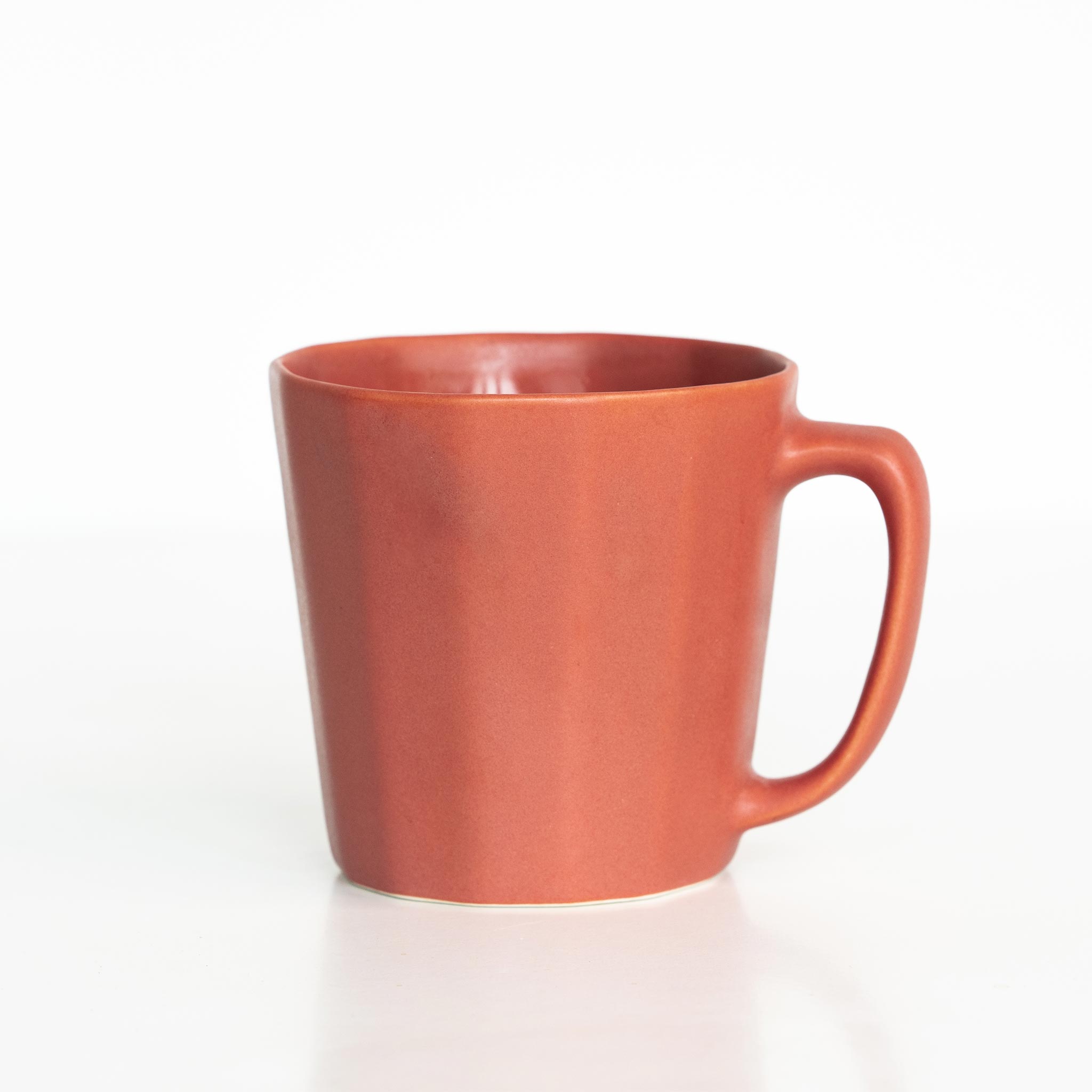 Monday Mug - Handmade Porcelain Coffee Cup Terracotta Red The Bright Angle