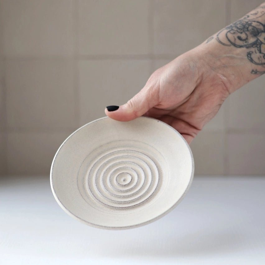 Ceramic Garlic Grater Plate Off - White The Bright Angle