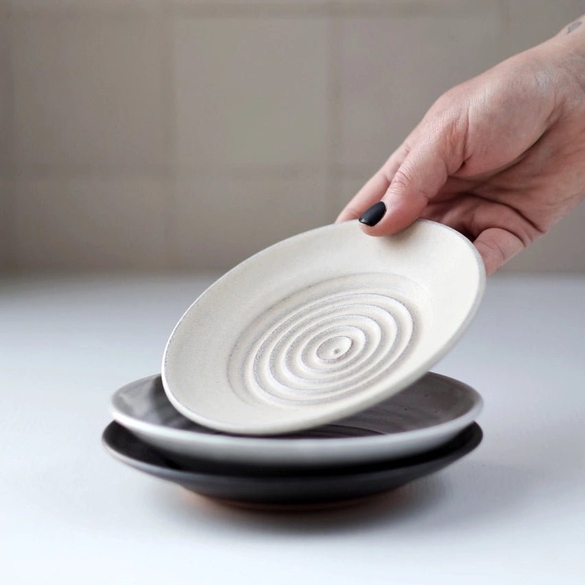 Ceramic Garlic Grater Plate Off - White The Bright Angle