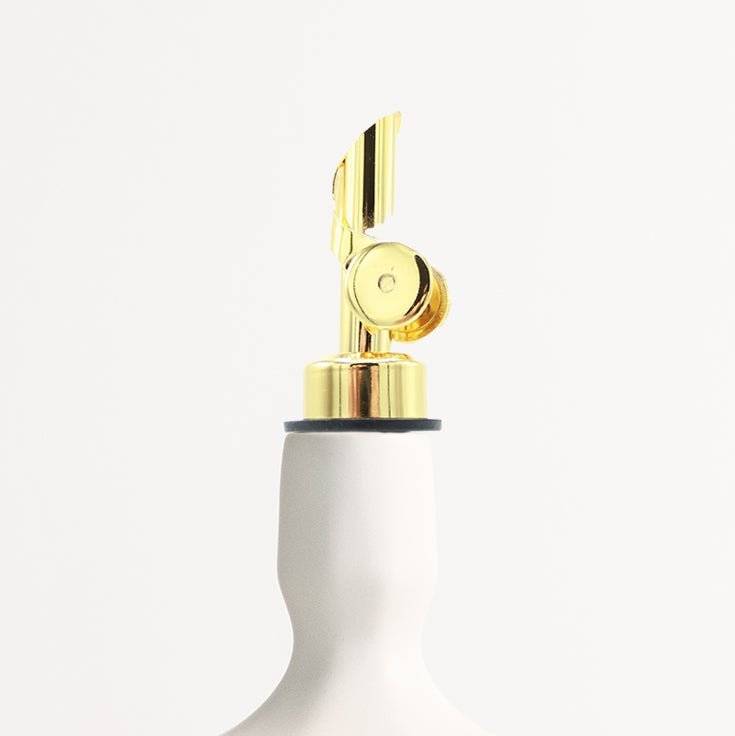 Elixir Porcelain Olive Oil Dispenser + Spout - Self Closing Gold The Bright Angle