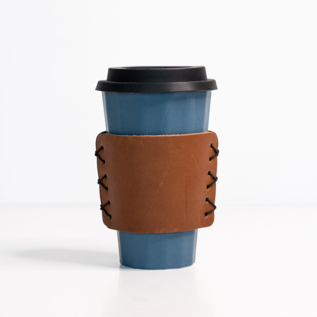 Ceramic Travel Mug Porcelain Coffee Cup with Spill-proof Lid and