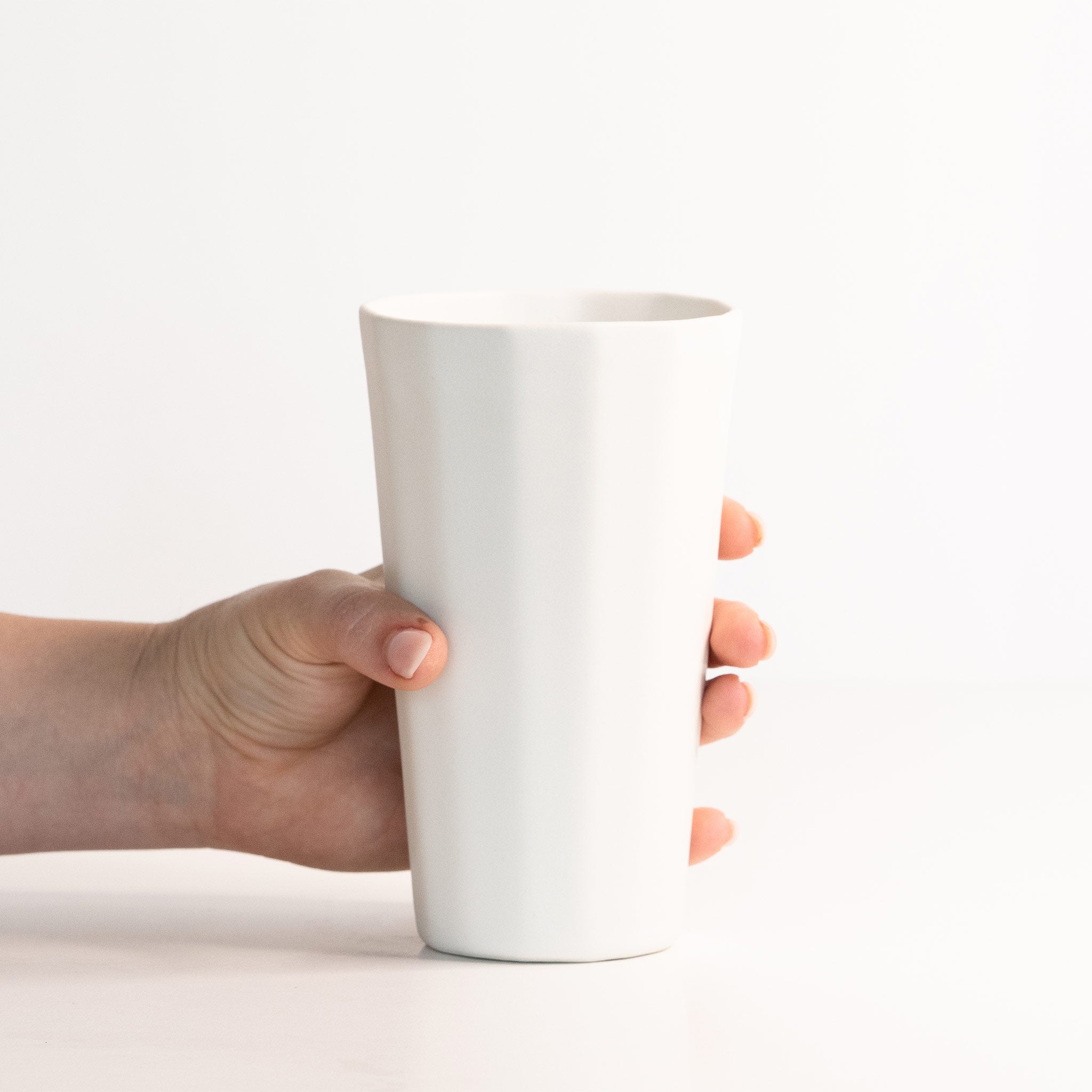 Handmade Porcelain Pint Cup Silk White The Bright Angle