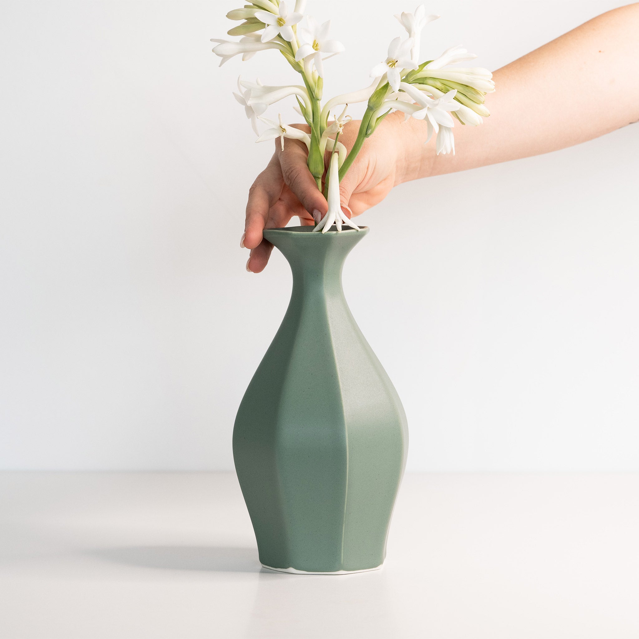 Porcelain Table Flower Vase Rosemary Green The Bright Angle