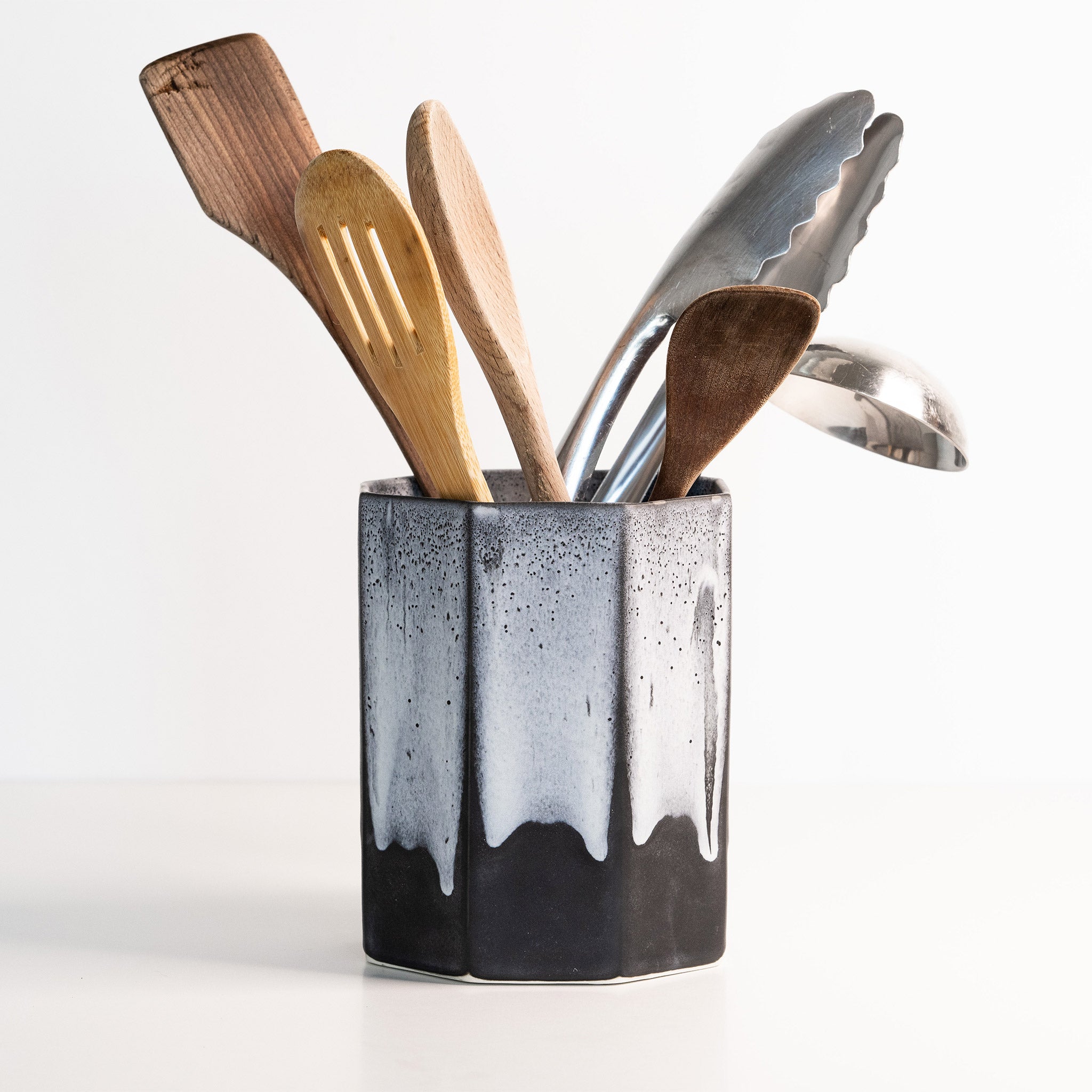Porcelain Utensil Crock Holder Night Snow The Bright Angle