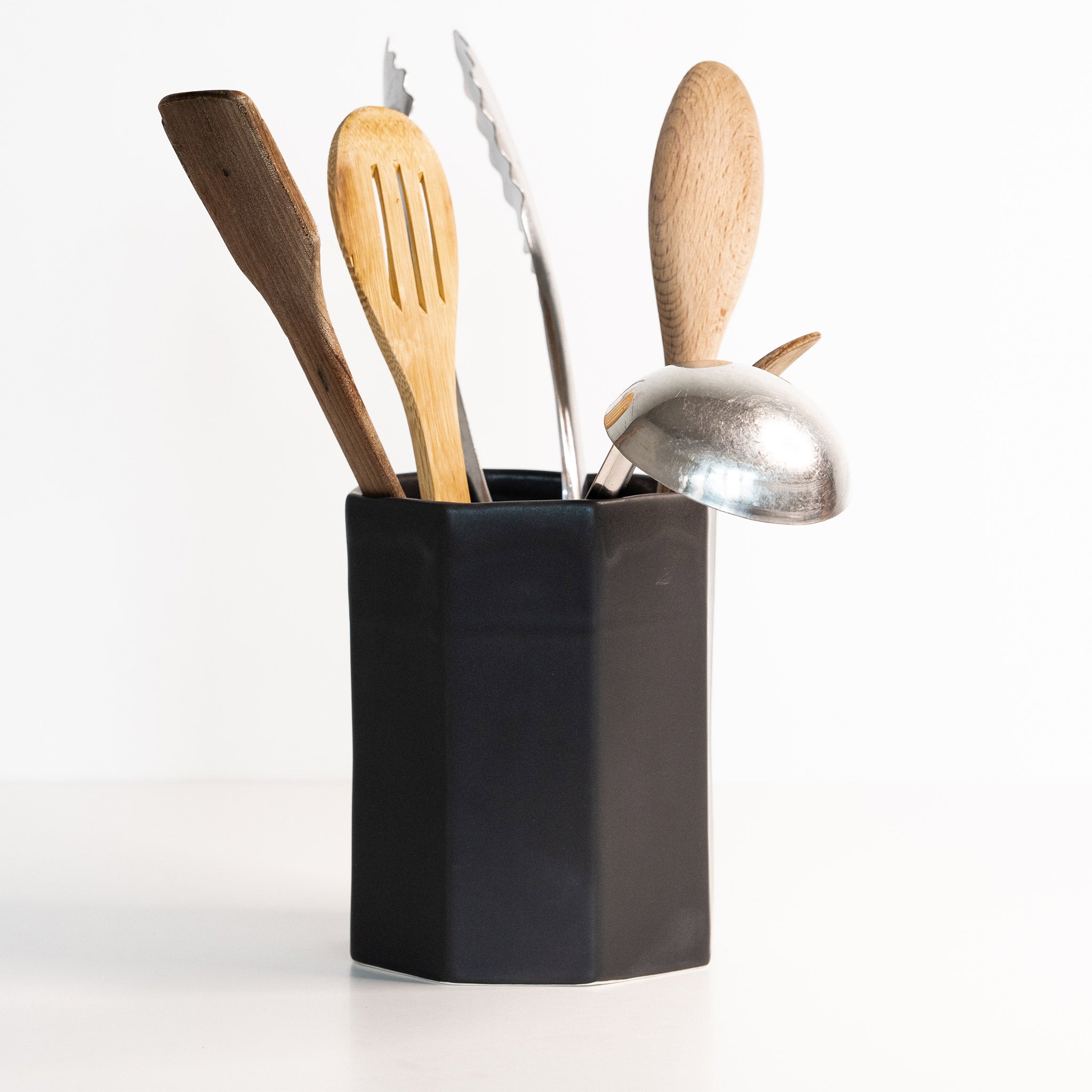 Porcelain Utensil Crock Holder Mica Black The Bright Angle