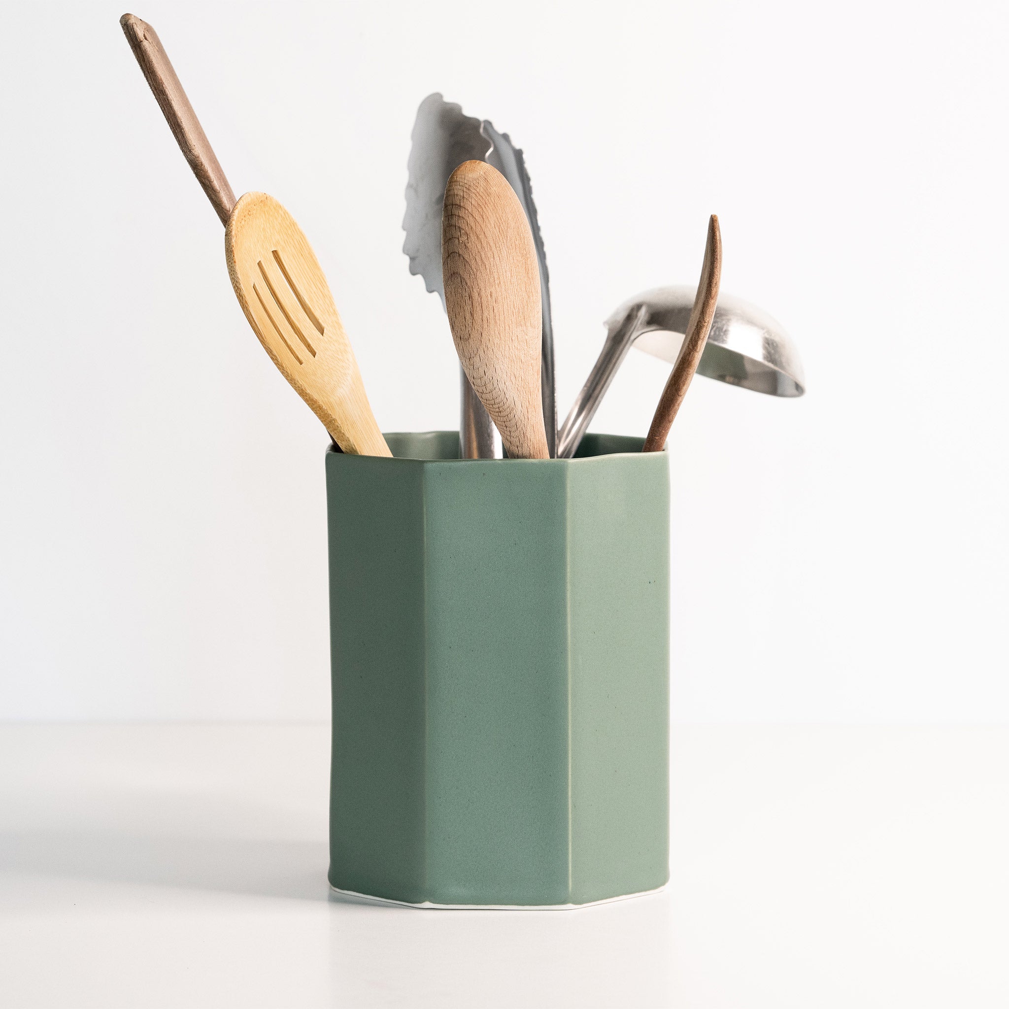 Porcelain Utensil Crock Holder Rosemary Green The Bright Angle