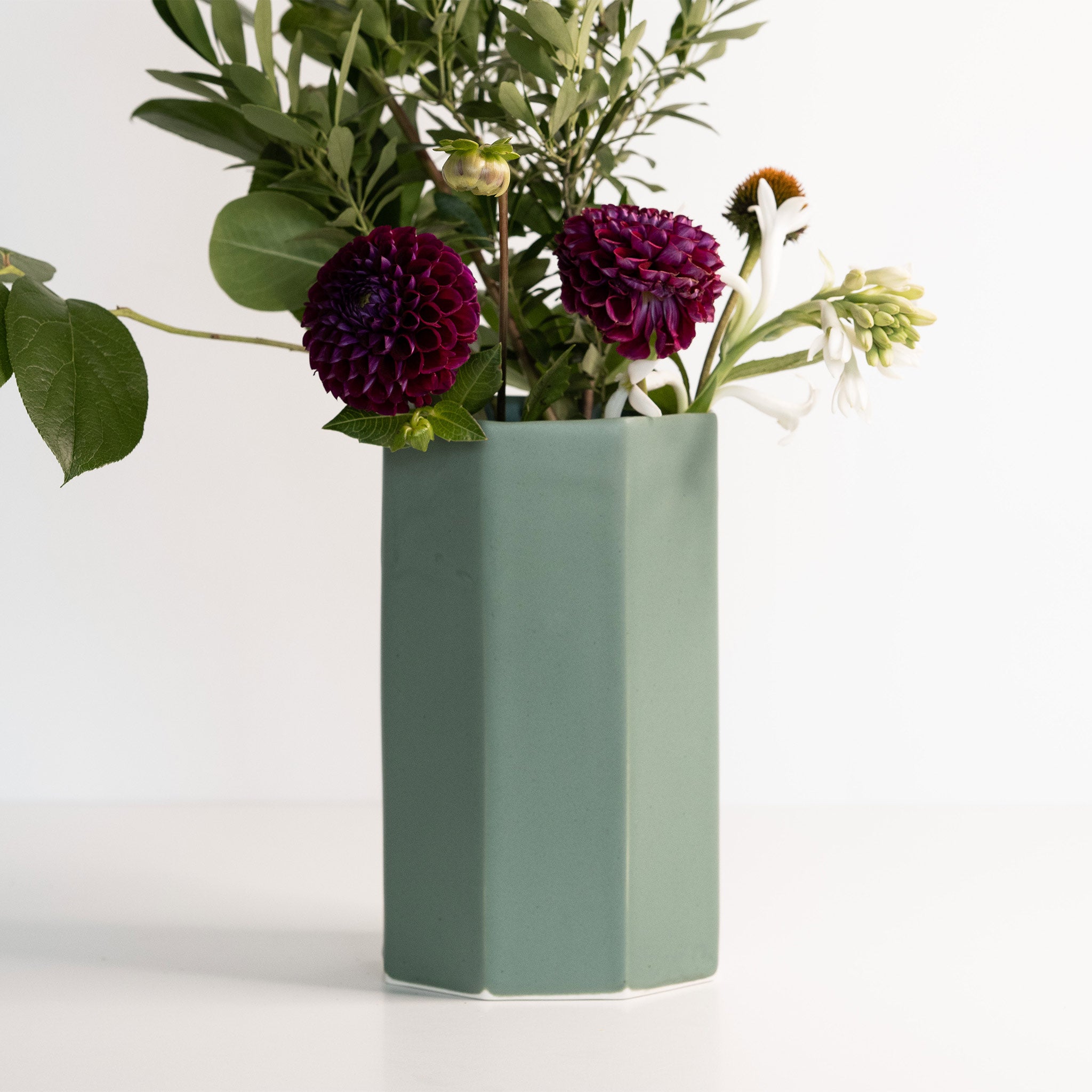 Handmade Porcelain Bouquet Vase Rosemary Green The Bright Angle