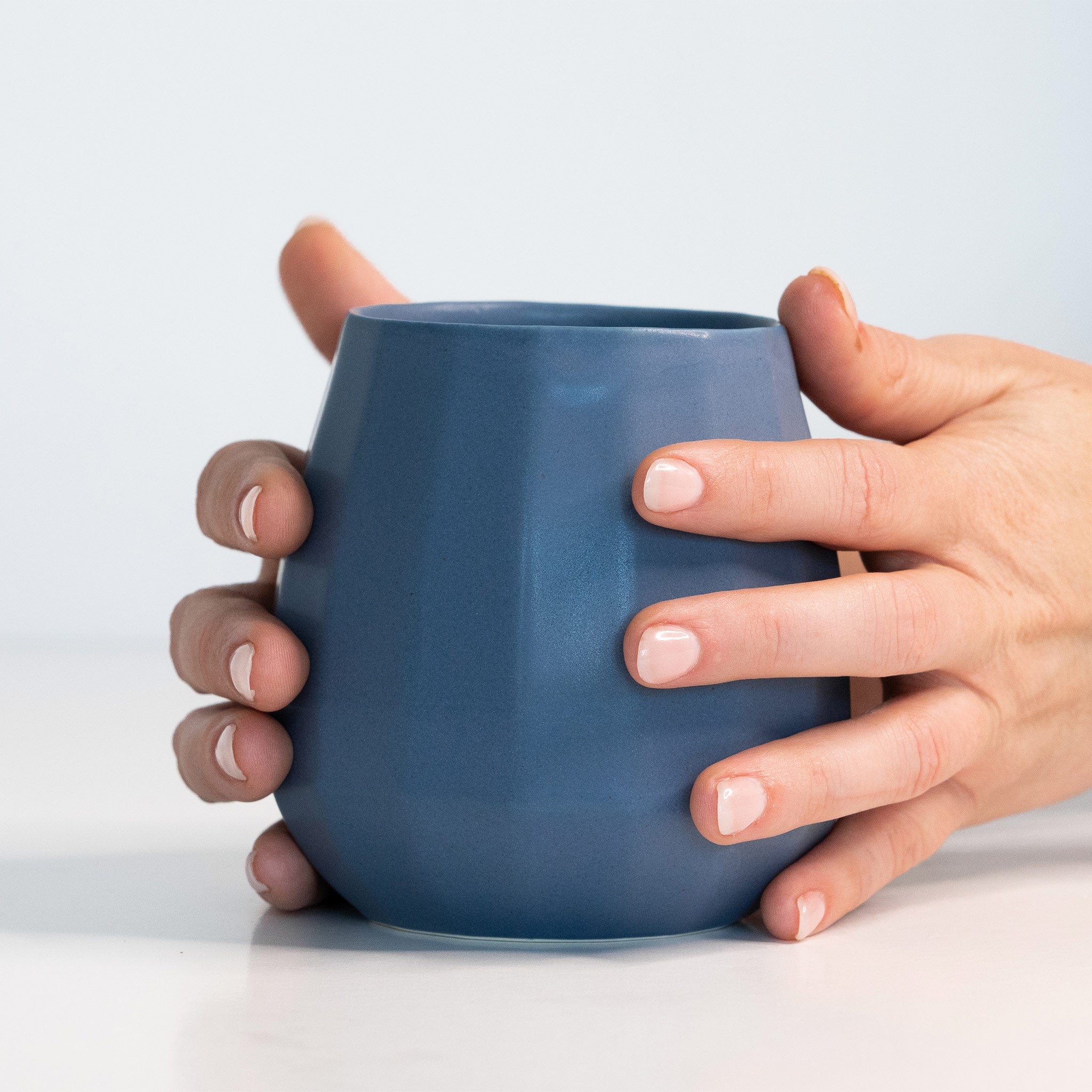 Ceramic Stemless Wine Glass Pisgah Blue The Bright Angle
