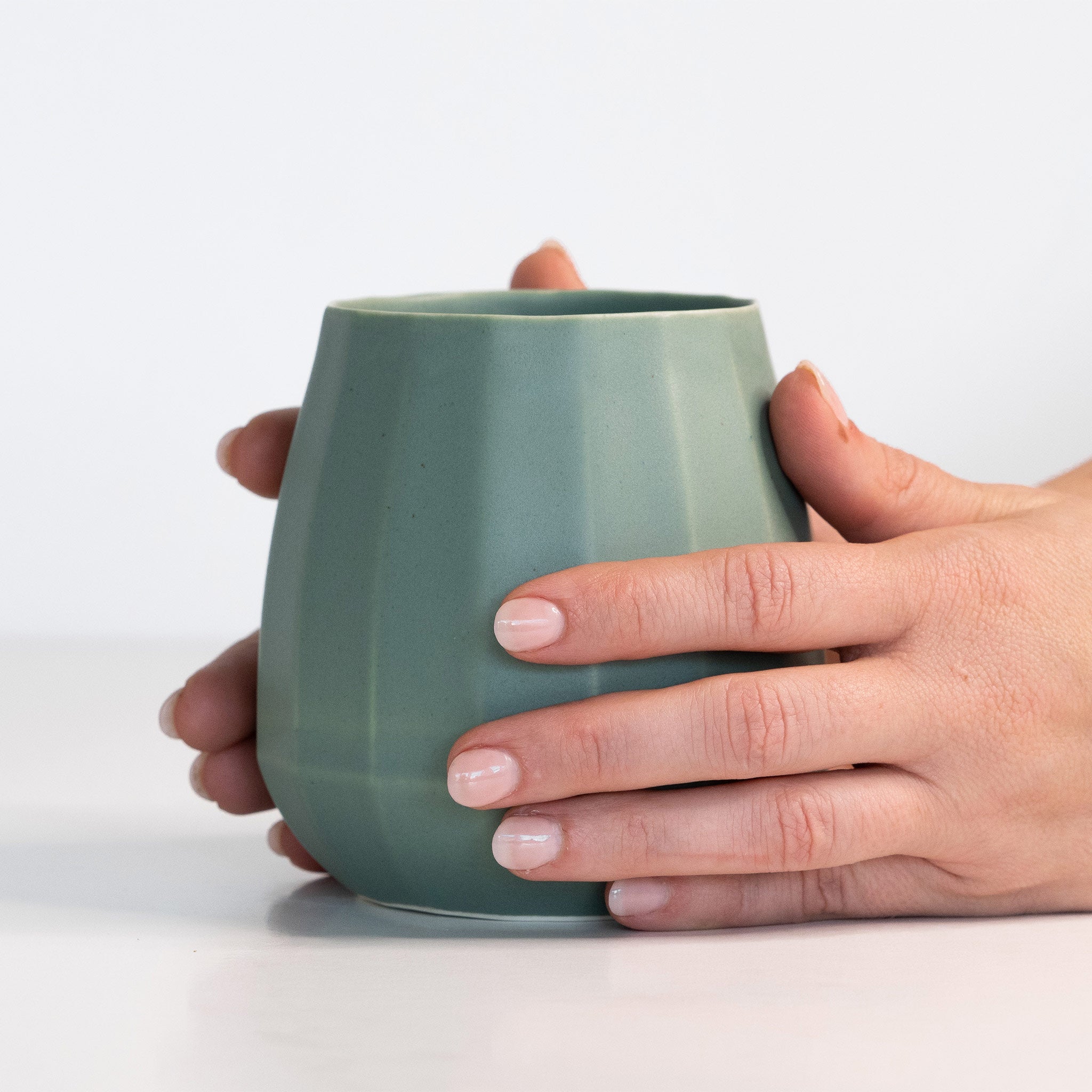 Ceramic Stemless Wine Glass Rosemary Green The Bright Angle