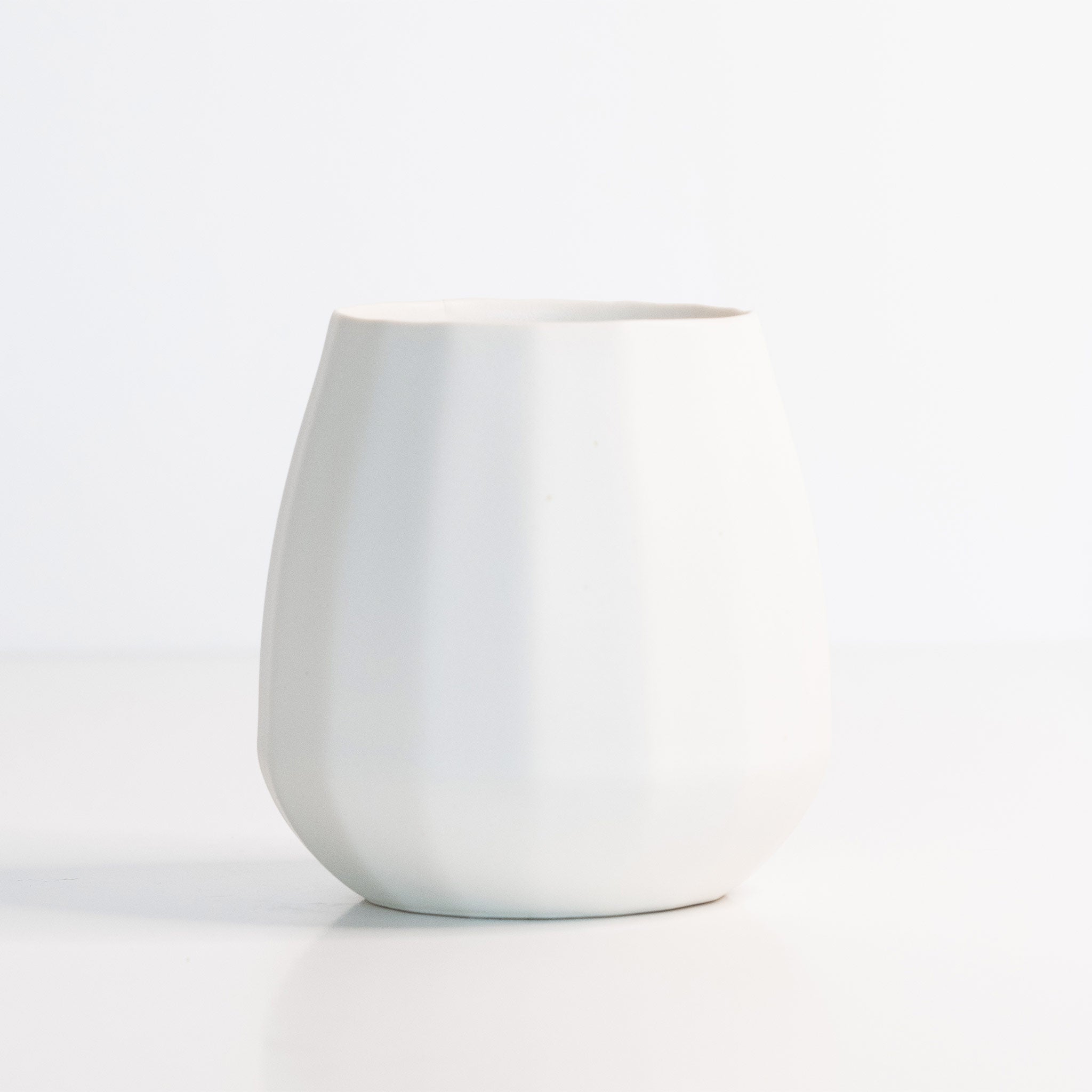 Ceramic Stemless Wine Glass Silk White The Bright Angle