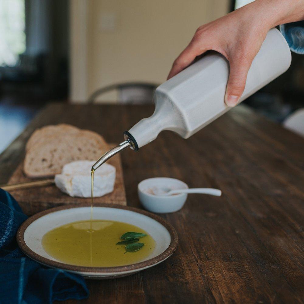 Elixir Porcelain Olive Oil Dispenser Pisgah Blue The Bright Angle