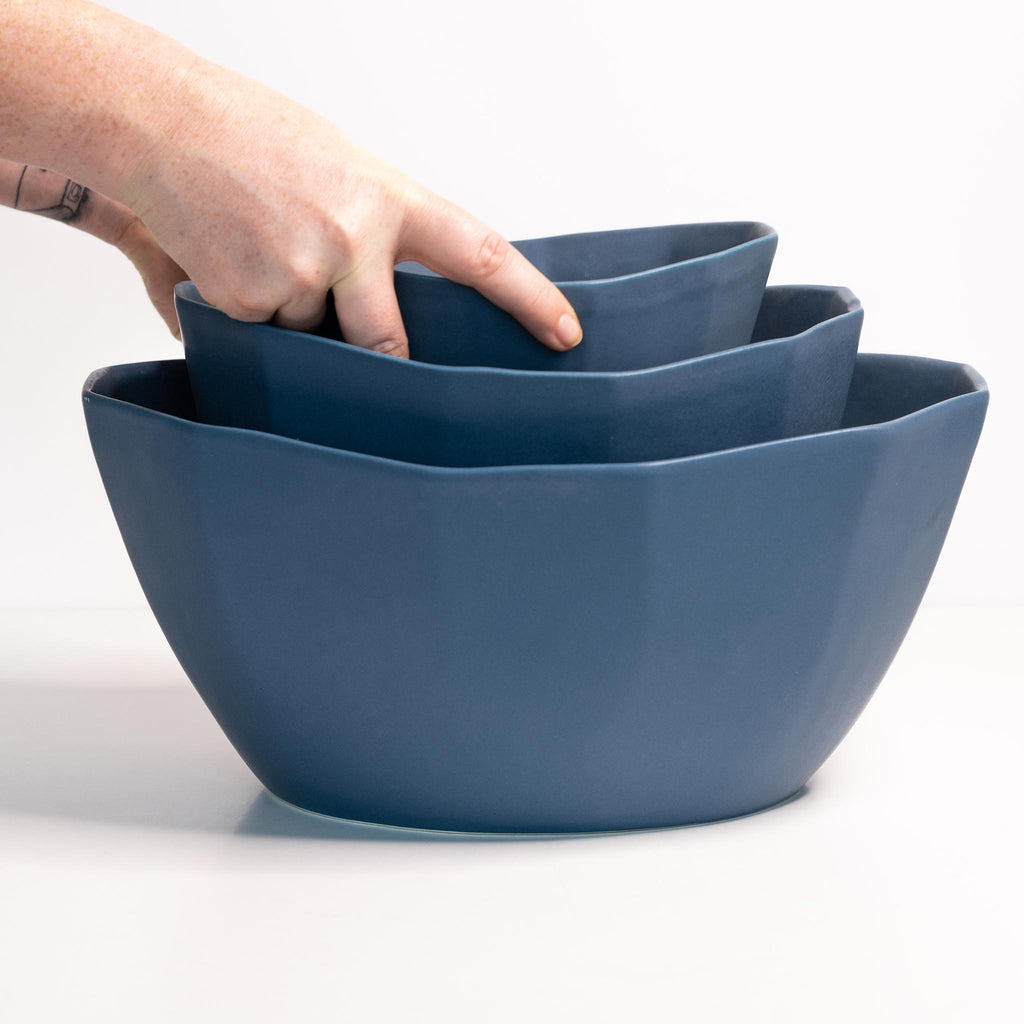 Ceramic Large Mixing Bowls - Set of 2 Nesting Bowls for Kitchen Stoneware,  Oven, Microwave and Dishwasher Safe