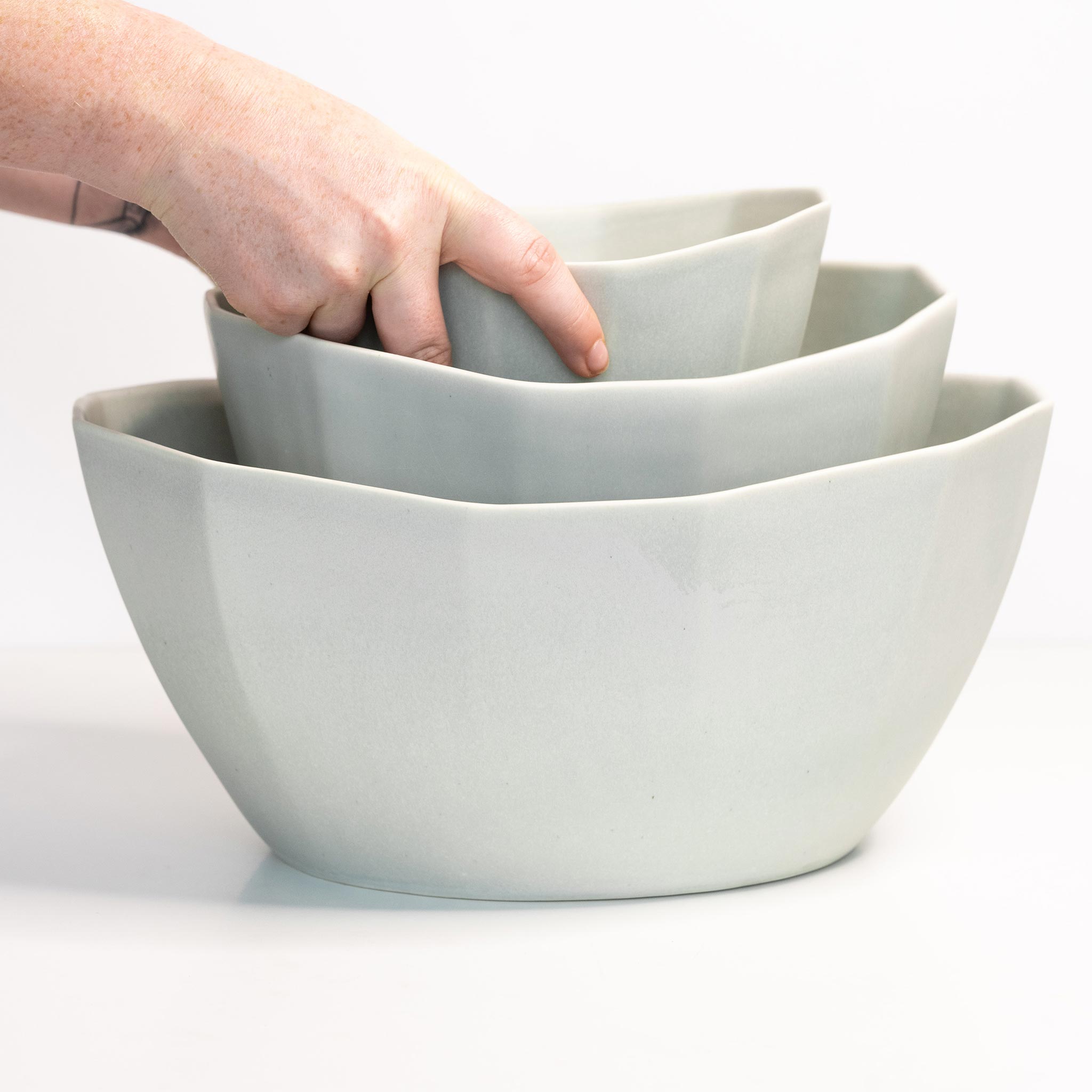 Porcelain Mixing and Nesting Bowl Set Smoke Grey The Bright Angle